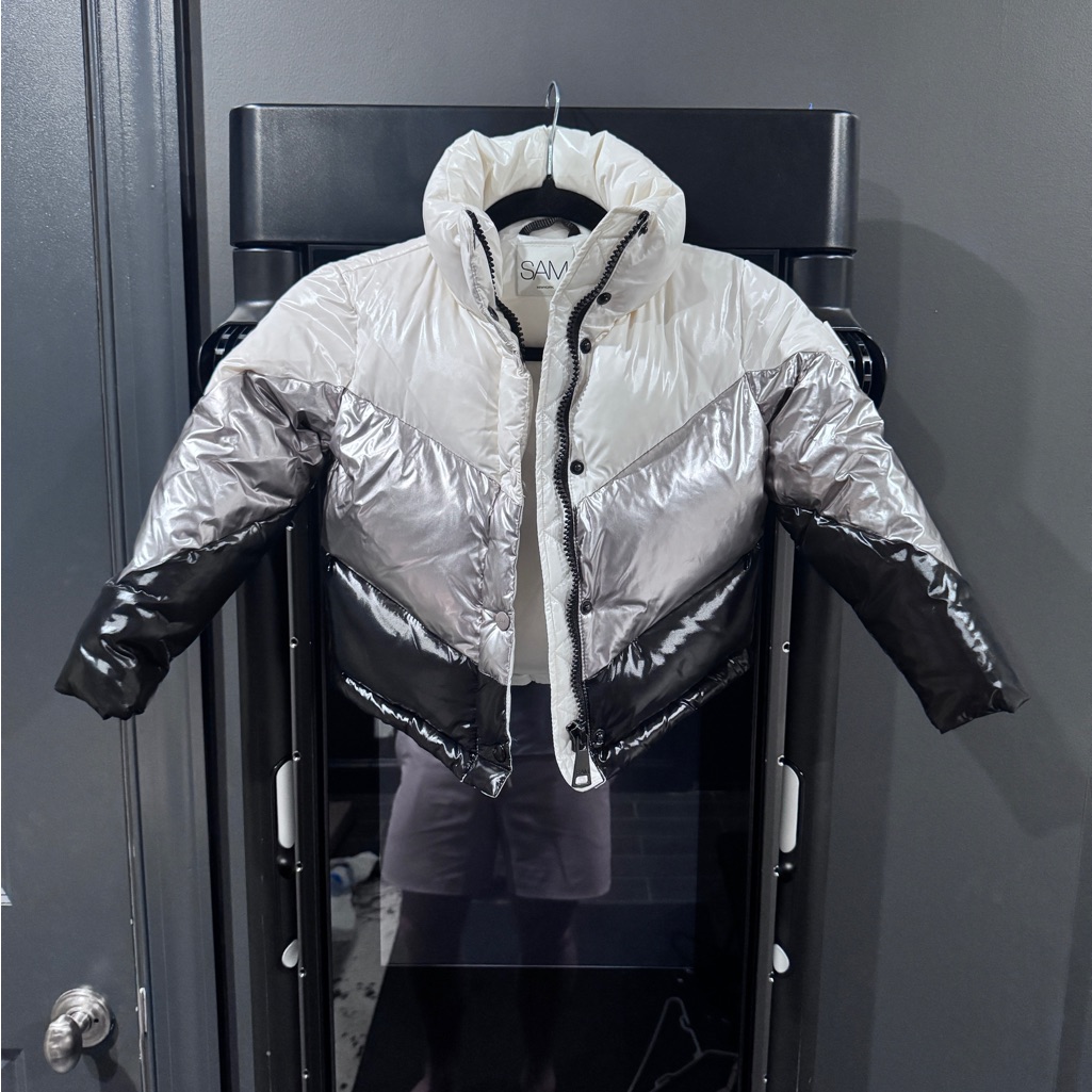 Sam. Puffer Jacket In White And Black - 4t